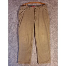 Coleman Mens Tan Canvas Lined Work Pants Size 36x30 Khaki Utility Casual Office