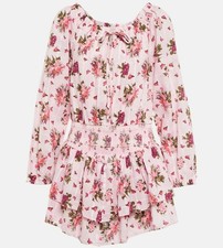 Love Shack Fancy Netra Floral Mini Dress Cotton Tiered Womens Size Small NWOT
