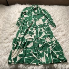ZARA Green Geometric Print Shirt Dress