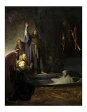 Rembrandt Biblical Poster Print – The Raising of Lazarus Vintage Reprint