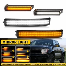 Sequential LED Side Mirror Turn Signal Lights Amber White For 09-14 Ford F-150 E