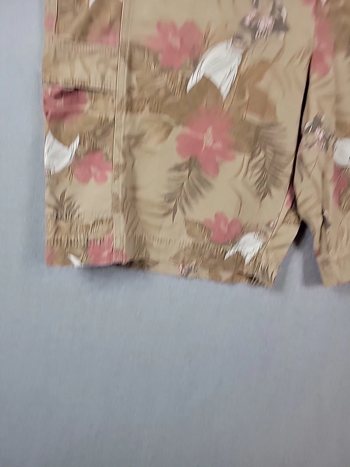 Шорты-бермуды мужские Island Shores 100% хлопок желтовато-коричневые гавайские с цветочным рисунком карго 42 - Изображение 4 из 4