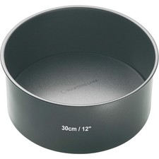 MasterClass Non-Stick Round Loose Base Deep Cake Pan 30cm Carbon Steel Grey