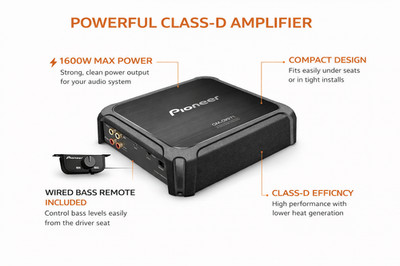 Pioneer GM-DX871 Mono Subwoofer Amplifier 800W RMS 1 Ohm Class D Car Amp