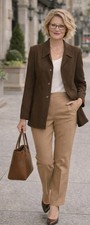 Liz Claiborne Liz Sport Brown Blazer Jacket Womens M Lined button Career pockets
