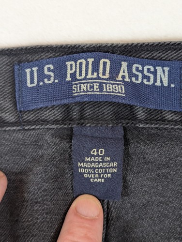 VTG US Polo Assn. Carpenter Jean Shorts Black Denim Men’s Size 40 - Picture 9 of 11