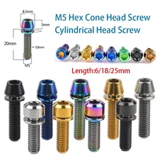M5 Hex Cone Head Screw Cylindrical Head Screw Titanium Alloy Bolt 6/18/25mm