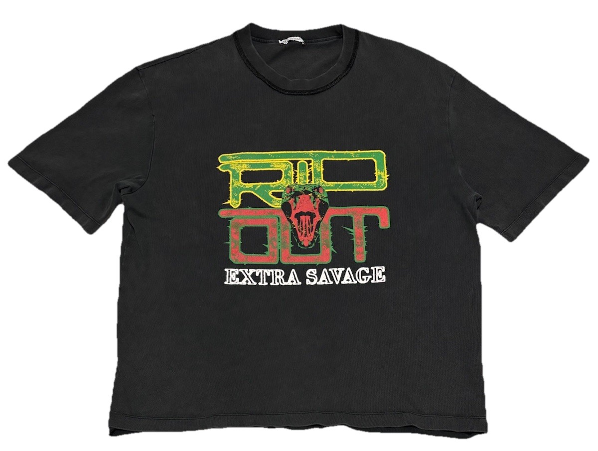 ZARA Rip Out Extra Savage Snake Graphic T-Shirt Vintage Fade Style