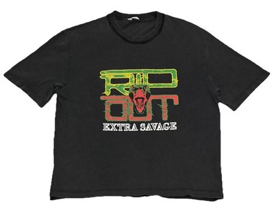 ZARA Rip Out Extra Savage Snake Graphic T-Shirt Vintage Fade Style