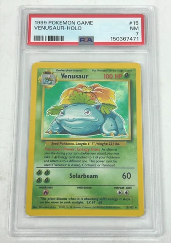 Vintage 1999 Pokémon Game Base Set Venusaur Holo Card 15/102 PSA 7 - (N) #75J