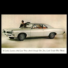 1967 PONTIAC Tempest Custom or LeMans: Original Dealer Promo POSTCARD Unused
