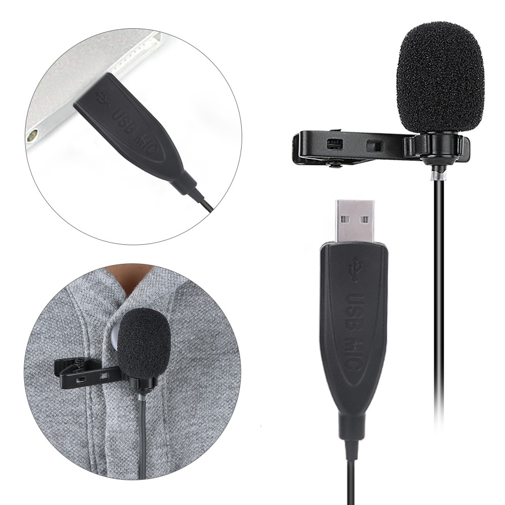 USB Computer Recording Lapel Clip Microphone Portable Mini Conference Micr KRI✈️