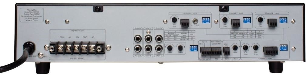 Усилитель Atlas Sound Aa200phd - 200 Вт Rms - 6-канальный - Черный - Многозонный -