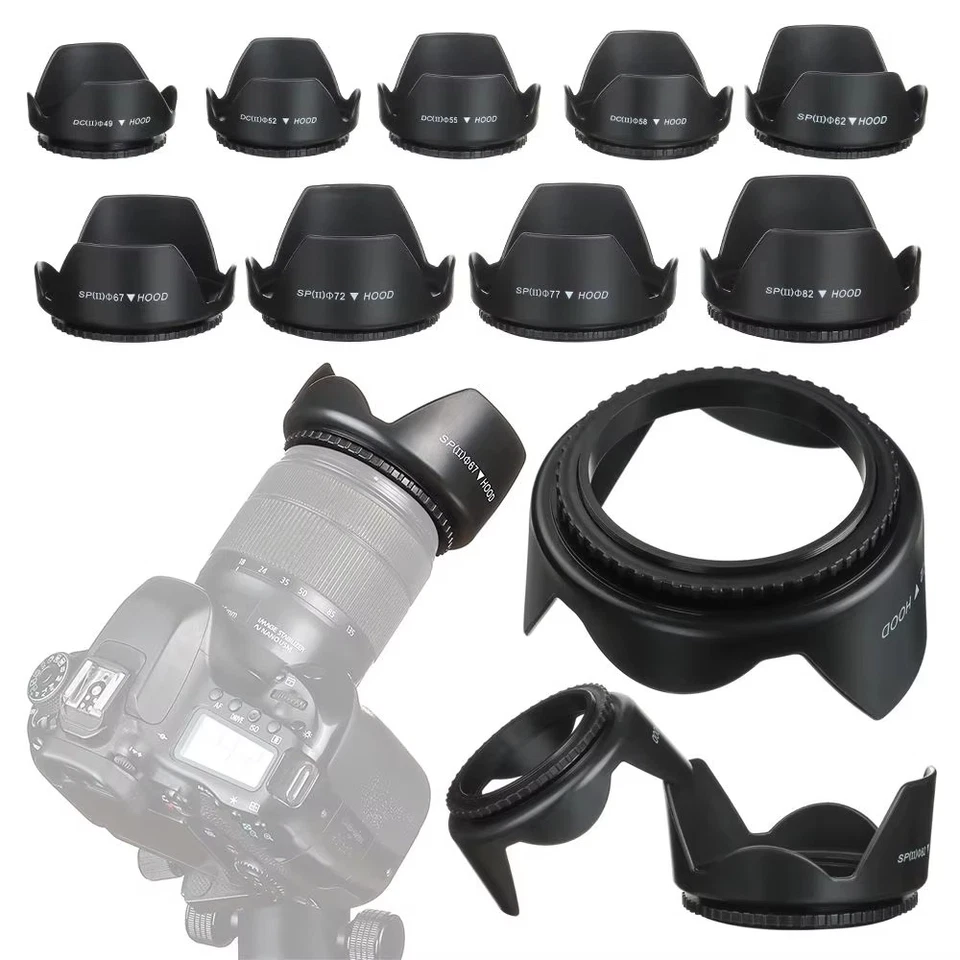 Lens Hood 49mm 52mm 55mm 58mm 62mm 67mm 72mm 77mm Screwed Flower Petal LENS HOOD - image 4 of 4