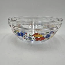 Durable Heat Resistant Nesting Bowls Flower Motif Set of Three