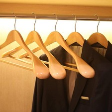 JS HANGER Wooden Suit Hangers - 6 Pack - Wood Coat Hangers,Jacket Outerwear S...