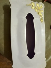 Vtg Schwartz Brothers Lavender W/ White Roses  Hinged Plastic Tissue Box Holder