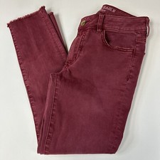 American Eagle Women’s Jeans  Jegging Crop Size 6 Burgundy Red Stretch #1868