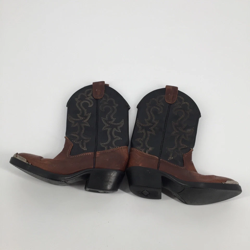 Laredo Embroidered Western Cowboy Boots Size 9.5 Youth Brown Black Leather Kids - Image 4 of 4