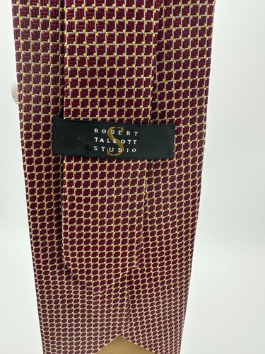 ROBERT TALBOTT Studio Herren 100 % Seide Krawatte Designer rot Seil Muster gelb hoch - Bild 3 von 10