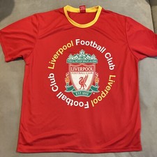 AWESOME - OFFICIAL - FC LIVERPOOL - RED AND YELLOW RINGER T SHIRT - MENS LARGE