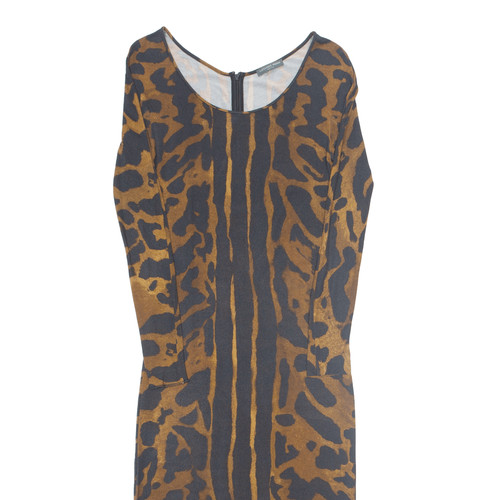 ALEXANDER MCQUEEN Womens Bodycon Dress Black Animal Print Long Sleeve Long S - Picture 2 of 8