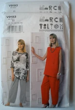 Vogue Pattern 9193 Marcy Tilton Pullover Tunic & Tapered Pants Sz  16-24 UC