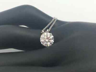 1Ct Round Cut Solitaire Lab Created Diamond Pendant Necklace 14k White Gold Over