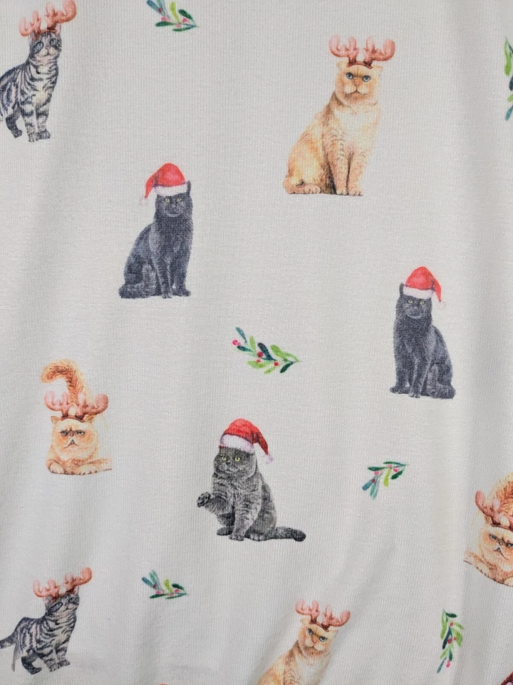PJ Salvage Pijama Top Mujer XL Blanco Navidad Gatos Persas Pullover Cómodo  Foto 4 de 4
