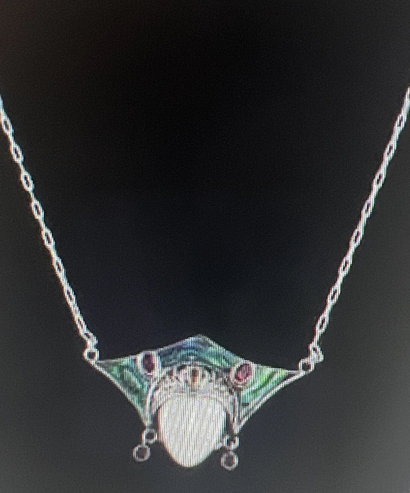 Bali Goddess Carved Multi Gemstone Necklace 22 Inches in Sterling Silver - Image 2 of 4