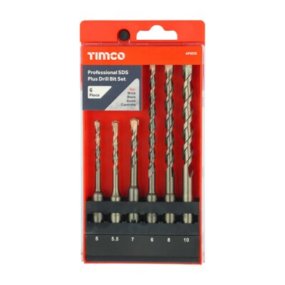 Timco 6-teiliges SDS Plus Bohrer-Set - Hochleistungs-Mauerwerk Beton Drehwerkzeug