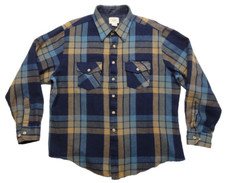 Sears XL 17-17.5 100 Acrylic Flannel Long Sleeve Shirt Sportsman Fishing 70s 80