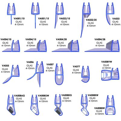 Duschtürdichtung Glasstärke 6 bis 8 mm Ersatzdichtung