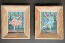 VTG 1950's - BALLET DANCERS/BALLERINA'S Framed Painting PBN Paint by Numbers 8x7