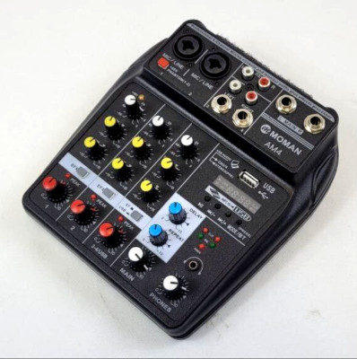 Moman AM4 professioneller 4 Kanal Mixer mit 2 Mono 1 Stereo Eingang XLR 48V EXF