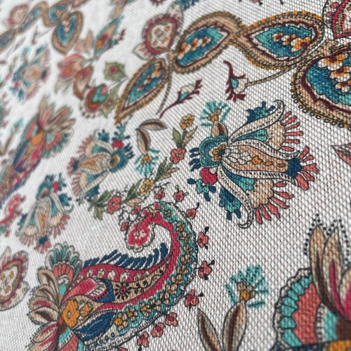 Tela de tapicería cortina de aspecto lino rico en algodón para animales y flores - Imagen 34 de 55