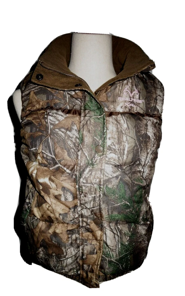RealTree XTRA Camo Youth Pink Embroider Large Puffer Vest Mossy Oak Hunting - Image 2 of 4
