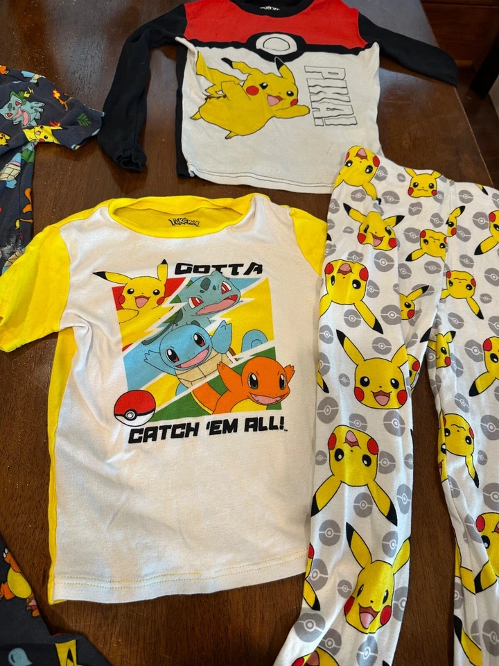 Kids Pokemon Pajamas lot of 3 shirts, two pants size 10 - Image 2 of 4