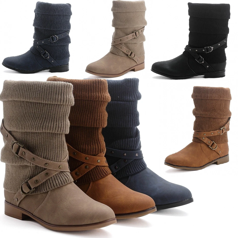 NO NAME Damen Stiefel Strick Boots Winter Stiefeletten Stulpe Strumpf Schlupf NEU ST2912