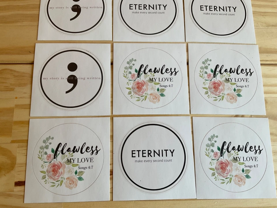 9 Stickers with 3 Designs Flawless My Love Eternity My Story - Image 4 of 4