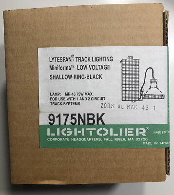 Lightolier Low Voltage BLACK Lytespan Track Lighting Fixture Shallow Ring MR16