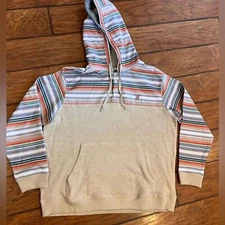 Hooey Jimmy hoodie womens XXL sweatshirt pocket soft Aztec Baja tan stripes