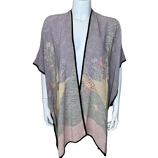 Citron Santa Monica Kimono Cardigan Wrap S Open Draped Asian Multicolor Long