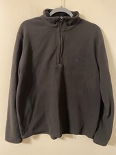 Mens Gray Brooks Brothers 346 1/4 Zip Fleece Logo Pullover Size Large