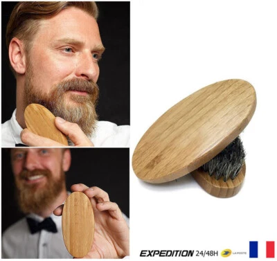 Brosse à barbe en bois poil de sanglier bambou Kit d'entretien homme