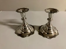 Vintage Kirk Stieff Pewter Scalloped or Pedal design 5” tall Candlestick Holders