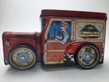 Vintage Cherrydale Farms Tin Delivery Truck Coin Bank
