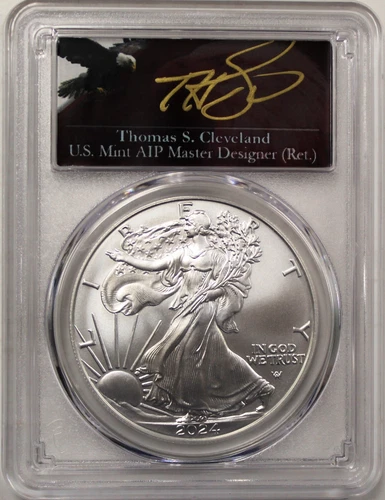 2024 $1 1 oz Silver Eagle PCGS MS70 First Day of Issue Cleveland Signature