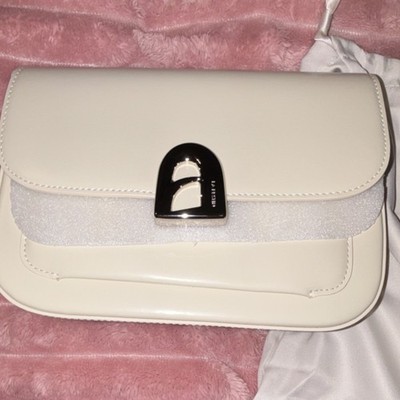 LA FESTIN Ivory Small Crossbody Bag Silver Clasp Detachable Strap Dust Bag