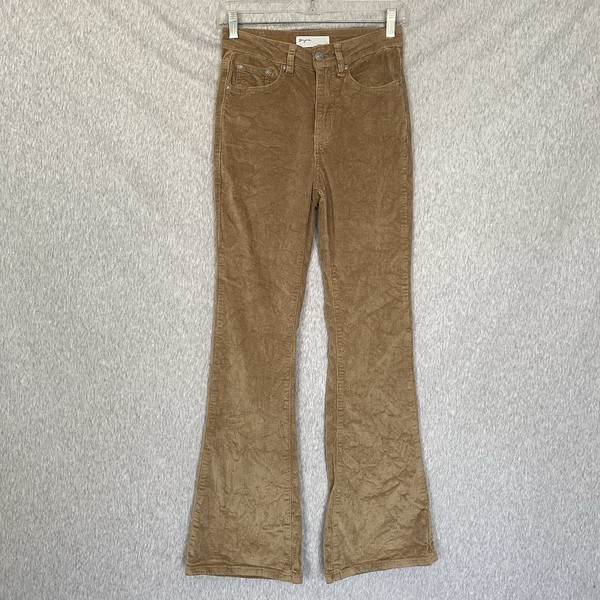 Supre Womens 6 Mid Rise Stretch Cord Corduroy Flare Jeans Tan Grunge Street